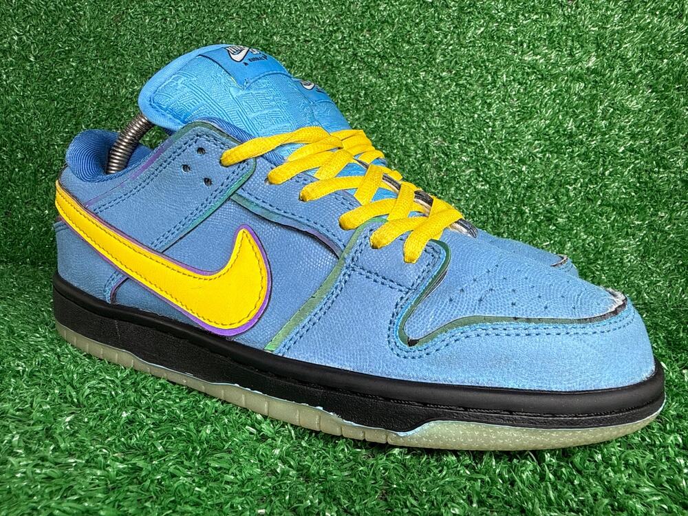 Nike SB Dunk Low Powerpuff Girls Bubbles Sneakers Mens 7 Womens 8.5 Blue Yellow